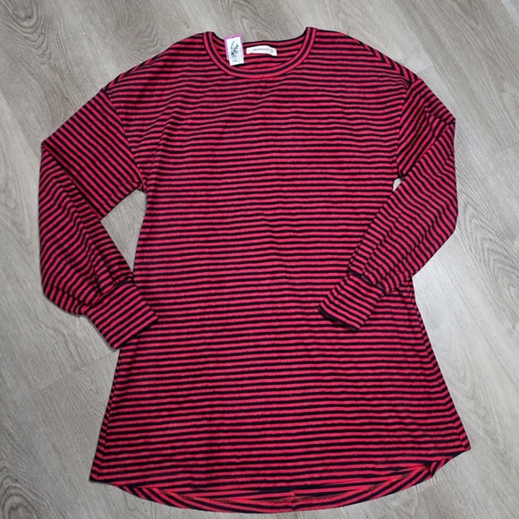 Striped Long Sleeve Dress - Red and Navy - Picture 1 of 4